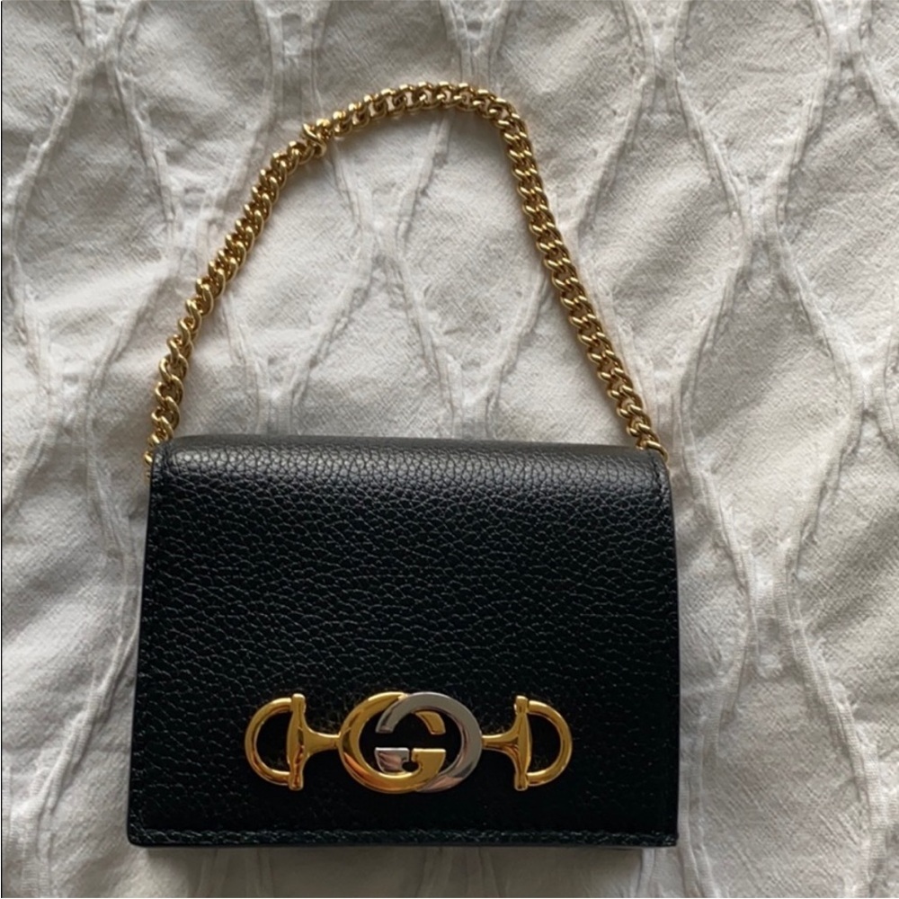 Gucci Black Leather Chain wallet